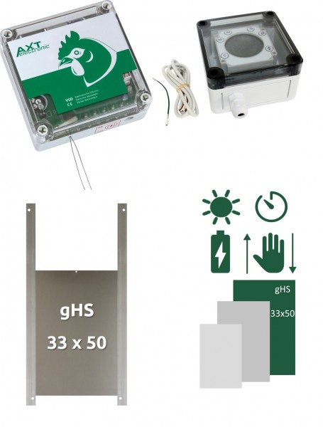 SET E - Electronic Doorkeeper VSD with batteries, external mounting, timer (digital), geese flap size L